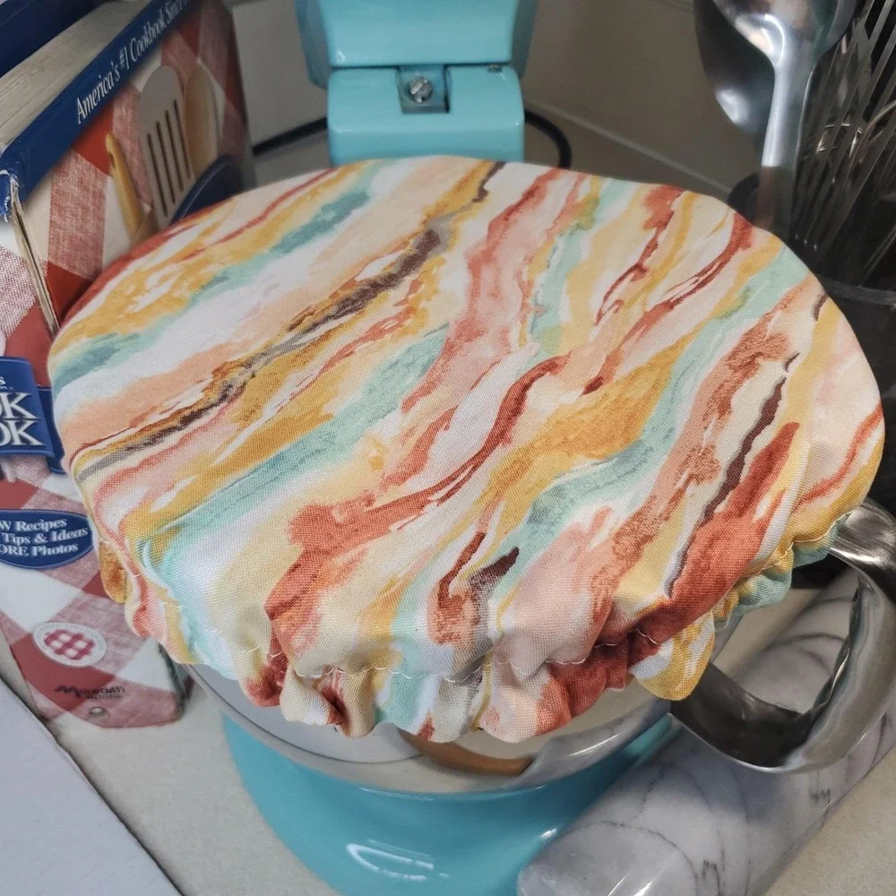 Floral Bee Hive / Marbled Reversible KitchenAid‎ Mixer Mixing Bowl Cover Decor